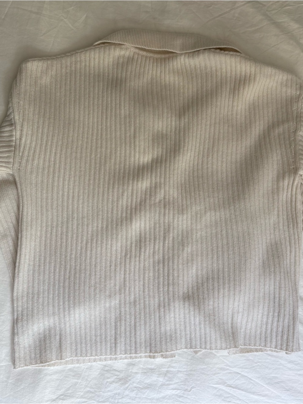 Reformation Ivory Ribbed Collared Button Cardigan - Picture 3 of 4